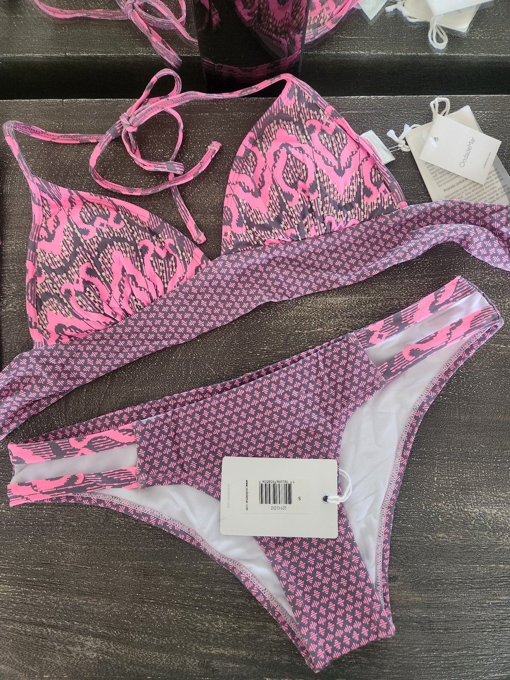 OnDadeMar Women’s Pink Patterned Two-Piece Bikini Swim Set -NWT